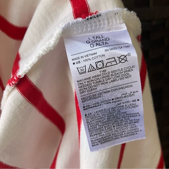 Old Navy Nautical White and Red Striped 100% Cotton Shirt Top Sz Large Tall - Picture 15 of 15